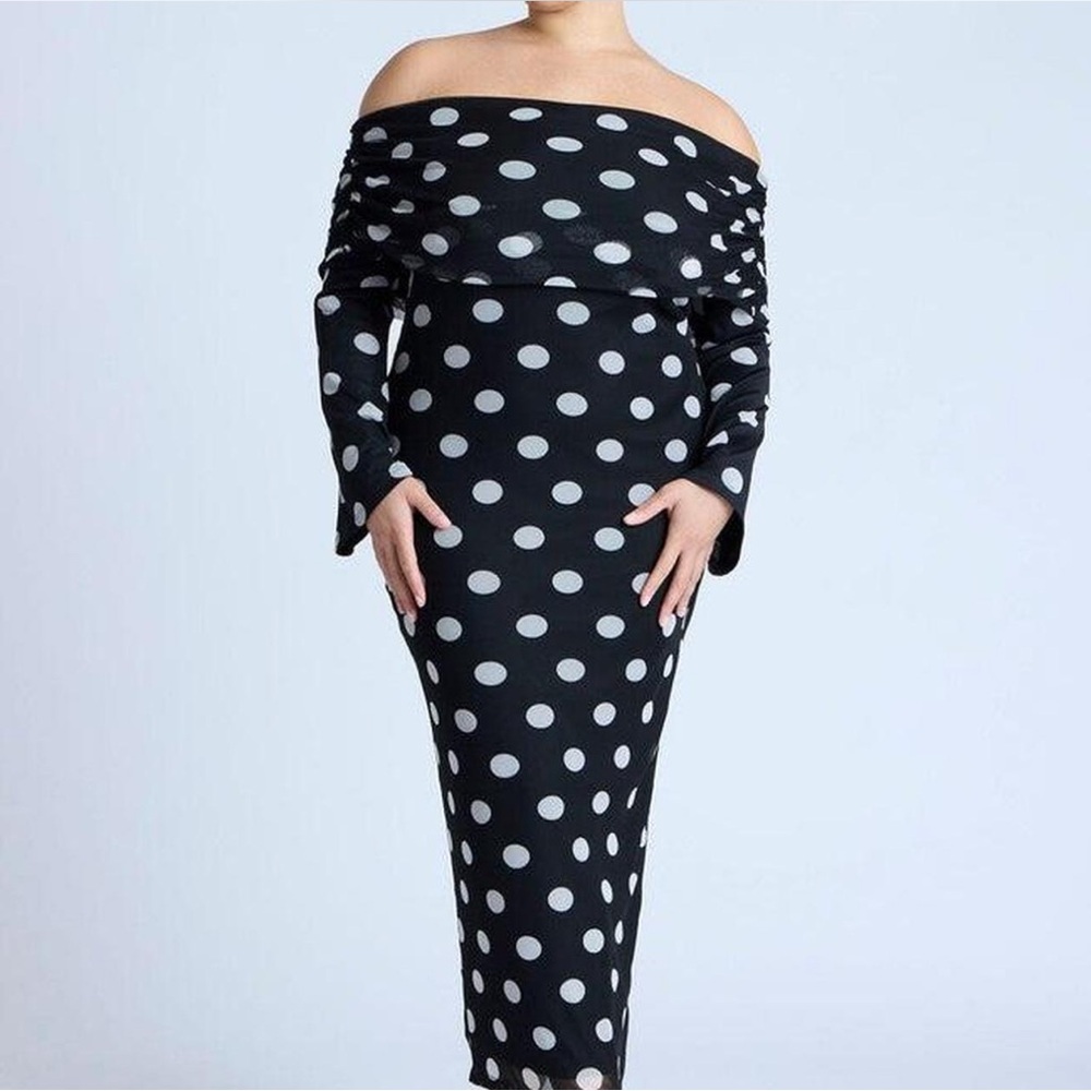 NWOT Eloquii off shoulder polka dot dress